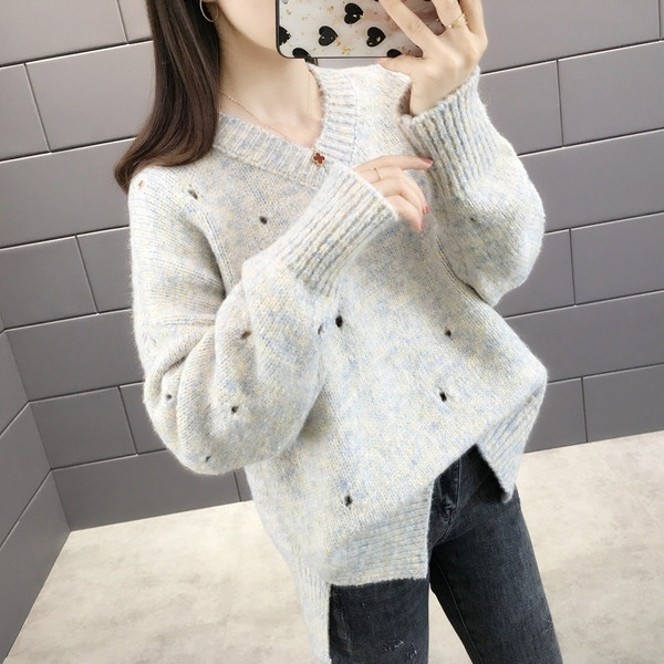 Γυναικείο χειμωνιάτικο πουλόβερ με  λαιμόκοψη σε διάφορα χρώματα