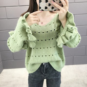 Γυναικείο πουλόβερ του φθινοπώρου-χειμώνα με μανίκι λωτού