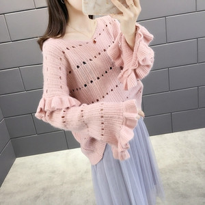 Γυναικείο πουλόβερ του φθινοπώρου-χειμώνα με μανίκι λωτού