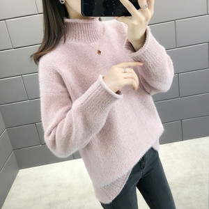 Χειμερινό γυναικείο πουλόβερ με ψηλό κολάρο  σε διάφορα χρώματα