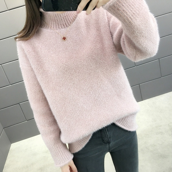 Χειμερινό γυναικείο πουλόβερ με ψηλό κολάρο  σε διάφορα χρώματα