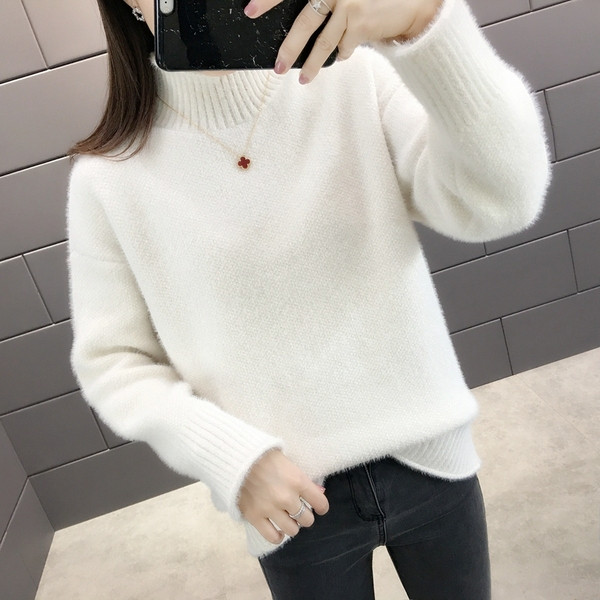 Χειμερινό γυναικείο πουλόβερ με ψηλό κολάρο  σε διάφορα χρώματα