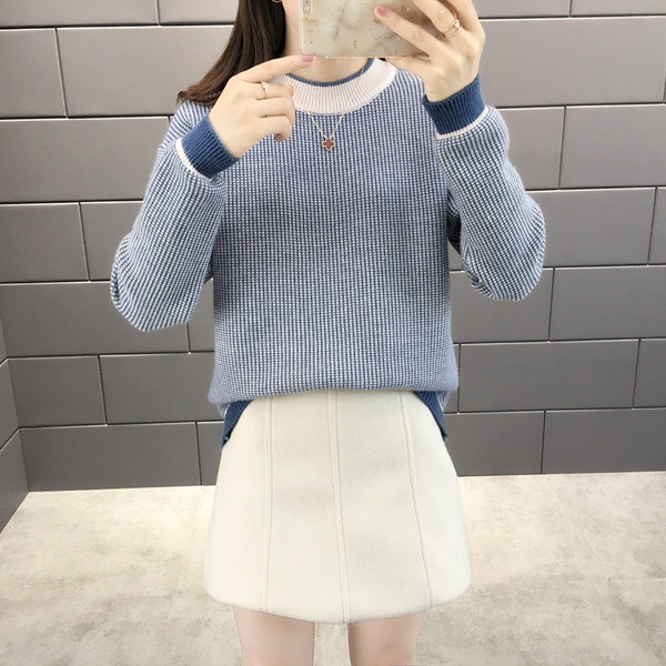 Γυναικείο  φθινόπωρο-χειμωνιάτικο πουλόβερ με O-κολάρο σε διάφορα χρώματα