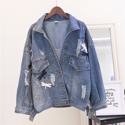 Γυναικείο μπουφάν φαρδύ σχέδιο σε ανοχτό και σκούρο χρώμα