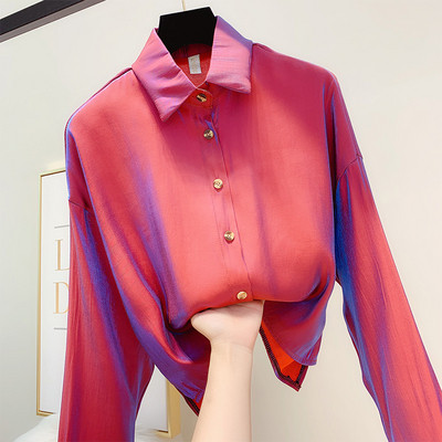 Stílusos női ing gombokkal és gallérral több színben