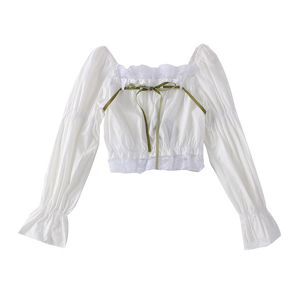 Νέο μοντέλο γυναικεία  μπλούζα  με τετράγωνο λαιμόκοψη σε λευκό χρώμα