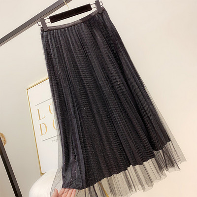 Fusta de dama moderna plisata cu tul in mai multe culori