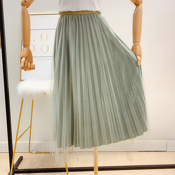 Fusta de dama moderna plisata cu tul in mai multe culori