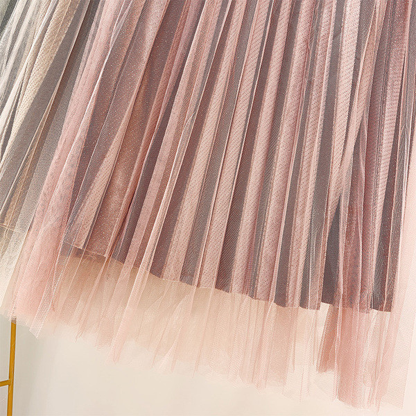 Fusta de dama moderna plisata cu tul in mai multe culori