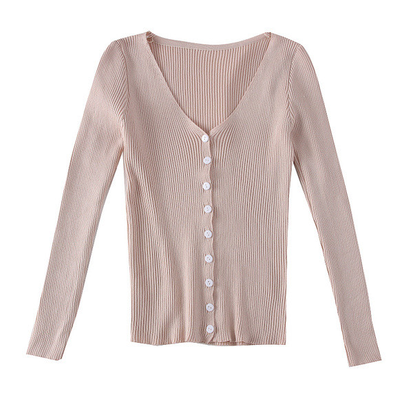 Νέο μοντέλο γυναικείο πουλόβερ ν με κουμπιά και λαιμόκοψη σε διάφορα χρώματα