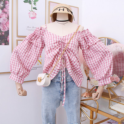 Πλεκτή γυναικεία μπλούζα μεκορδόνια και γυμνούς ώμους σε διάφορα χρώματα