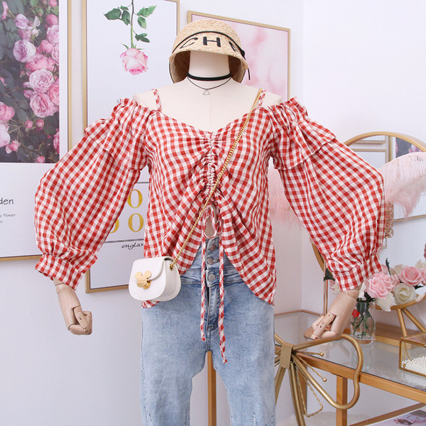 Πλεκτή γυναικεία μπλούζα μεκορδόνια και γυμνούς ώμους σε διάφορα χρώματα