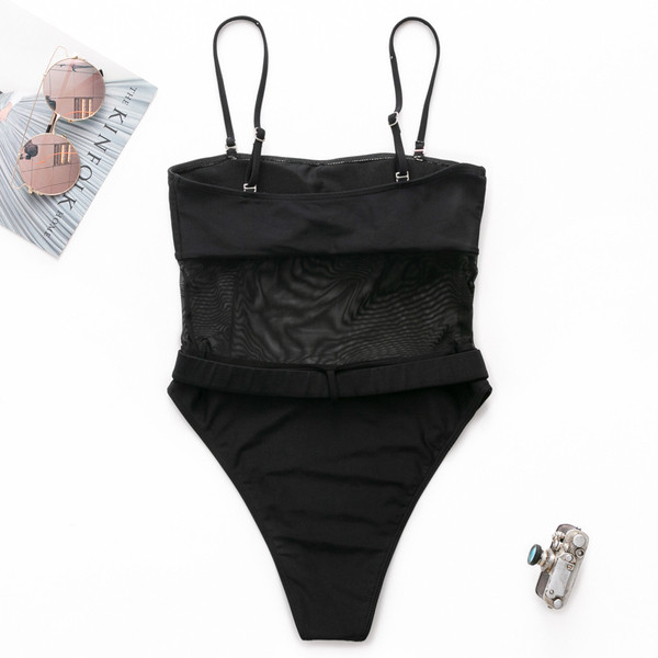 ΝΕΟ μοντέλο γυναικείο μαγιό με ζώνη σε μαύρο χρώμα