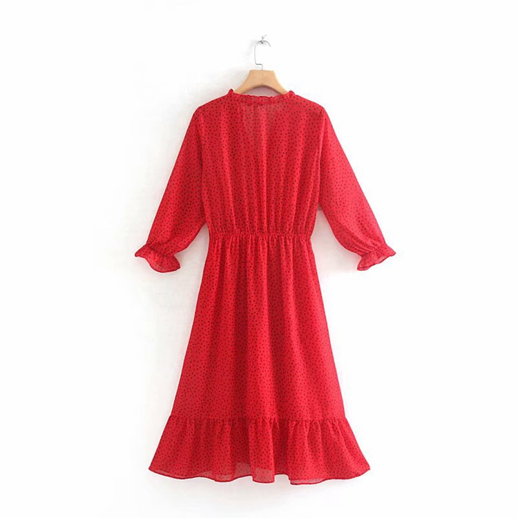 Elegáns sifon ruha piros színben