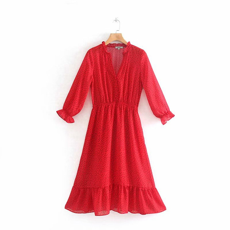 Elegáns sifon ruha piros színben