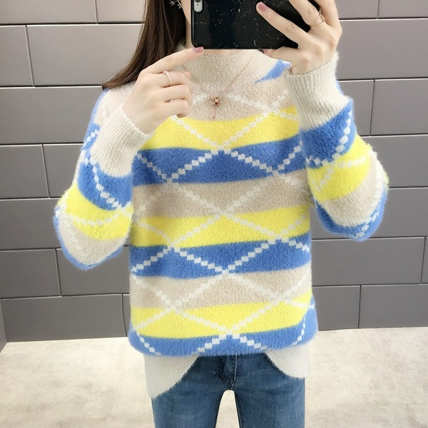 Χειμερινό γυναικείο πουλόβερ  με υψηλό O-κολάρο σε διάφορα χρώματα