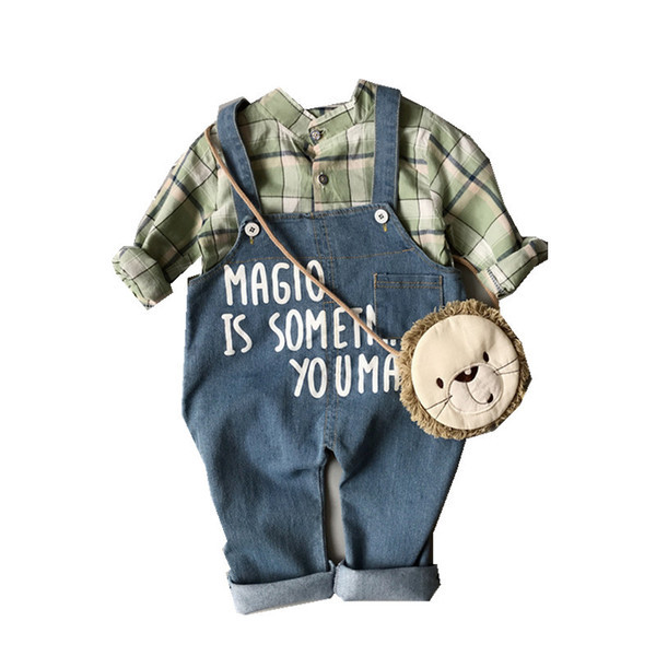 Παιδικό σετ για αγόρια  σαλοπέτα και καρό πουκάμισο 