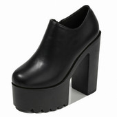 Pantofi de dama din piele ecologica cu toc inalt si platforma in alb si negru