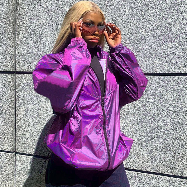 Geaca dama sport-casual model larg in culoarea violet