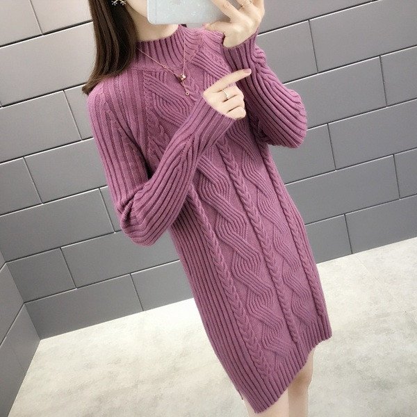 Női téli ruha polo gallérral több színben