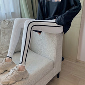 Női sport leggings fekete-fehér szegéllyel