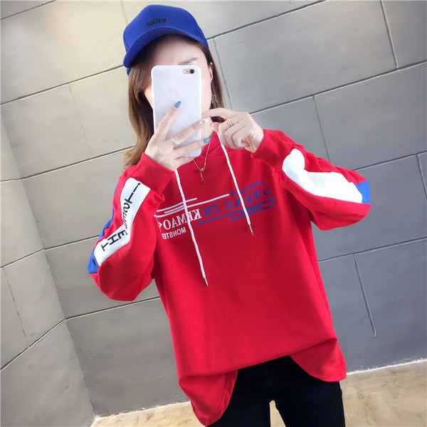 Γυναικεία casual μπλούζα με κουκούλα και επιγραφή σε διάφορα χρώματα