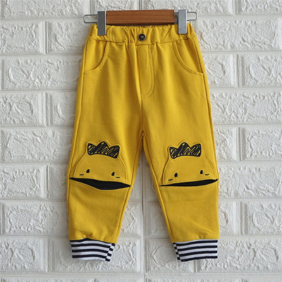 Спортни детски панталони за момичета и момчета с джобове в син и жълт цвят