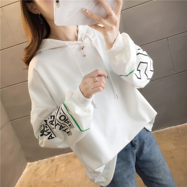 Γυναικεία casual μπλούζα με κουκούλα - Wide White, Κόκκινο και Μπεζ