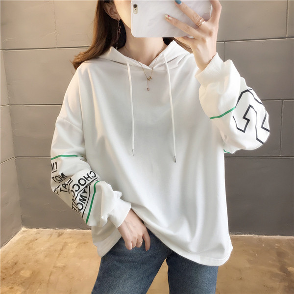 Γυναικεία casual μπλούζα με κουκούλα - Wide White, Κόκκινο και Μπεζ