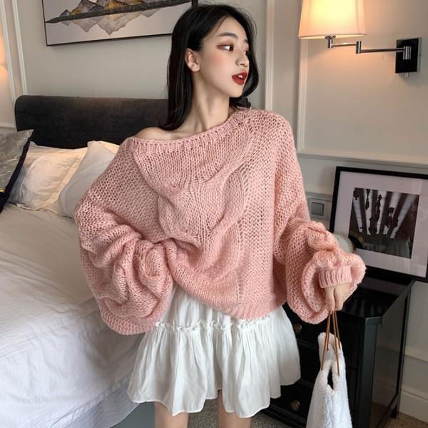 Γυναικεία χειμερινό  πουλόβερ φαρδιά μοτίβο σε τέσσερα χρώματα