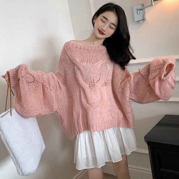 Γυναικεία χειμερινό  πουλόβερ φαρδιά μοτίβο σε τέσσερα χρώματα