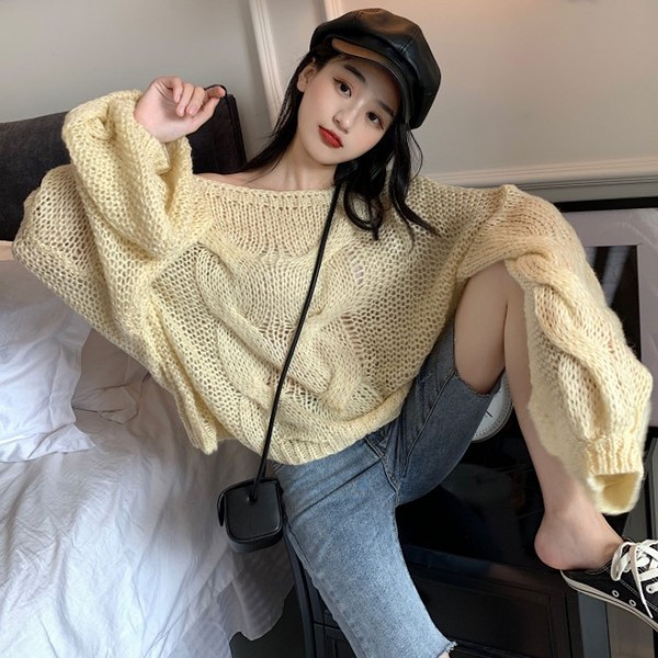 Γυναικεία χειμερινό  πουλόβερ φαρδιά μοτίβο σε τέσσερα χρώματα