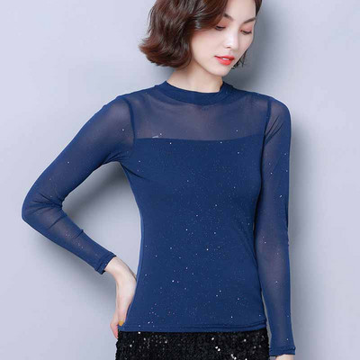 Γυναικεία μπλούζα σε τέσσερα χρώματα - μακρύ μανίκι και λαμπερό αποτέλεσμα