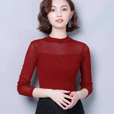 Γυναικεία μπλούζα σε τέσσερα χρώματα - μακρύ μανίκι και λαμπερό αποτέλεσμα