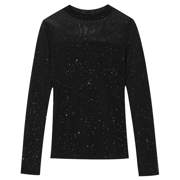 Γυναικεία μπλούζα σε τέσσερα χρώματα - μακρύ μανίκι και λαμπερό αποτέλεσμα