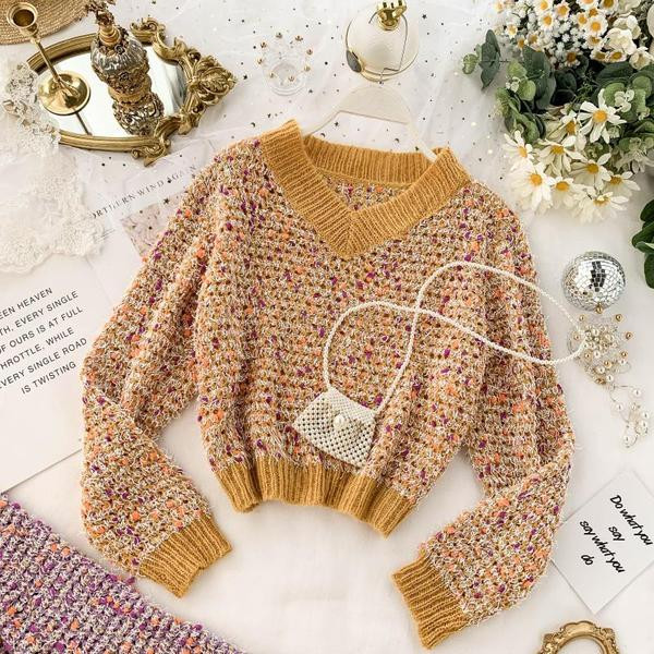 Καθημερινό  γυναικείο πουλόβερ με V-λαιμό σε τρία χρώματα