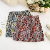 Γυναικεία  κοντή φούστα με υψηλή μέσησε μπλε και κόκκινο χρώμα