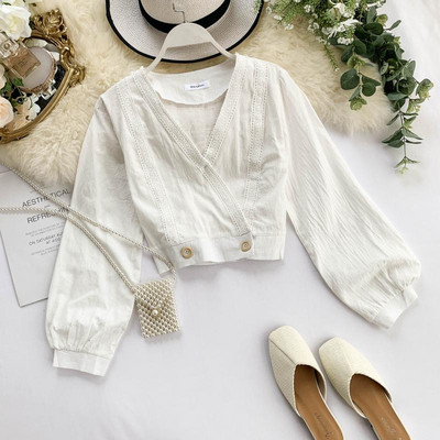 Stílusos női blúz V-nyakkal, öt színben