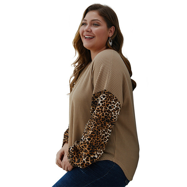 Nagy méretű női blúz, hosszú ujjú barna színben