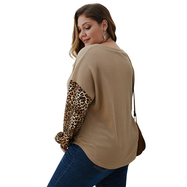 Nagy méretű női blúz, hosszú ujjú barna színben