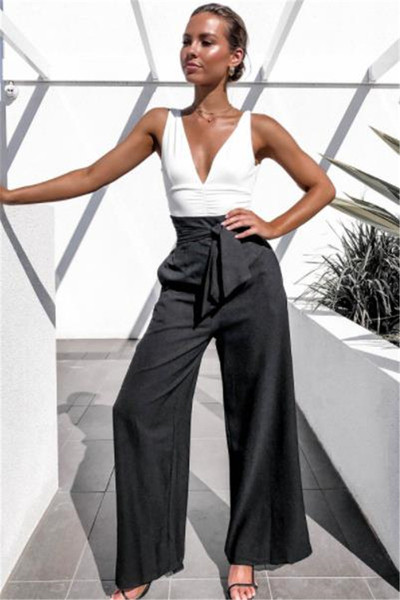 Модерен дамски панталон с висока талия и панделка