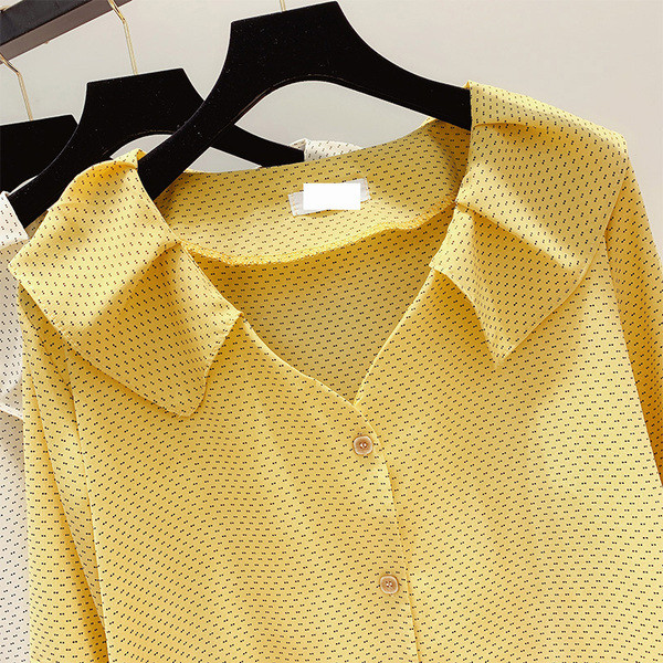 Дамска риза с копчета и V-образно деколте в три цвята