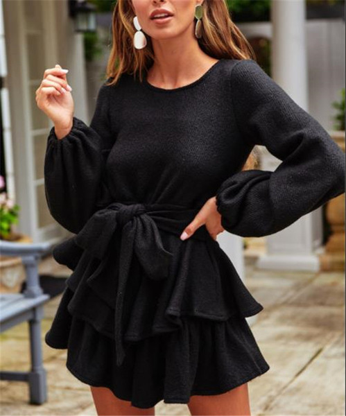 Стилна дамска рокля с дълъг ръкав в три цвята