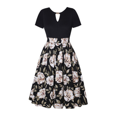 Модерна дамска рокля с къс ръкав в няколко разцветки 