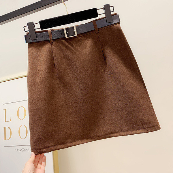 Дамска пола с колан в четири цвята-прав модел