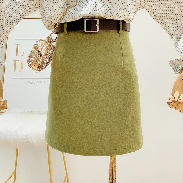 Дамска пола с колан в четири цвята-прав модел