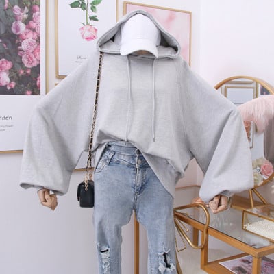 Модерен дамски суичър с качулка в няколко цвята - широк модел