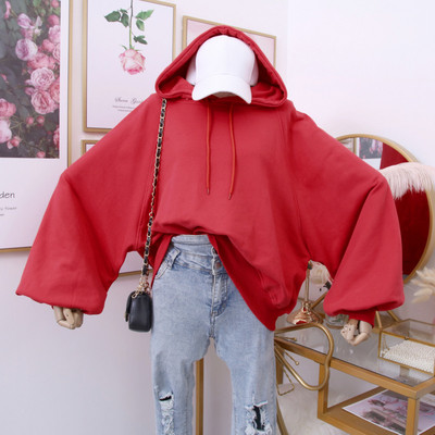 Модерен дамски суичър с качулка в няколко цвята - широк модел