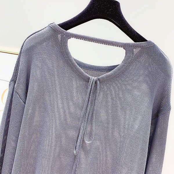 Дамски пуловер с връзки на гърба в няколко цвята