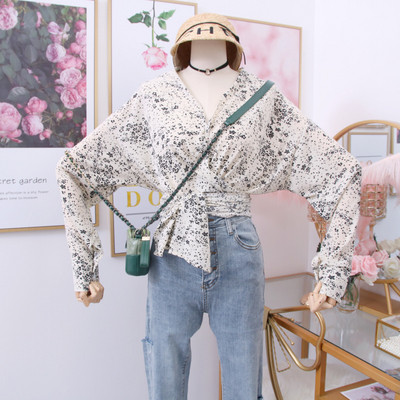 Модерна дамска риза с флорални мотиви и връзки в няколко цвята